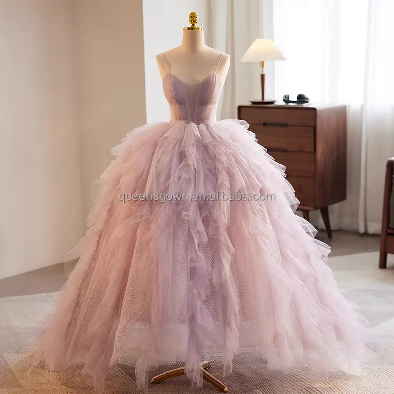 Королевское платье, розовые платья для принцессы, изящное элегантное платье для вечеринки, платье из Мягкого Тюля для выпускного вечера