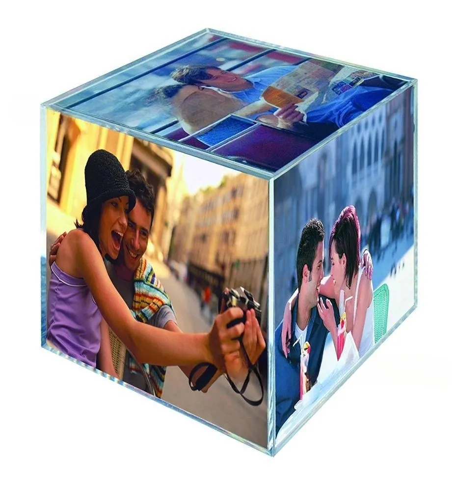 Crystal Cube Custom Photo Cubes for Pictures Photo Frame Cube Multi Picture Frame Photo Block Your Logo Transparent 1 Color