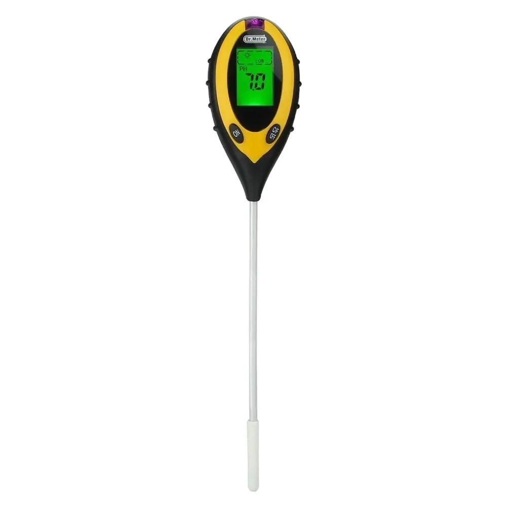 Pantalla LCD Digital 4 en 1, probador de luz de temperatura, kit de prueba de humedad, medidor de ph del suelo