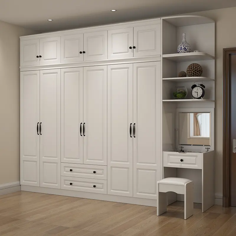 Armoire et armoire de finition personnalisée simple moderne économique armoire blanche de type plaque meubles de garde-robe à portes en bois
