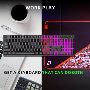 Juego de teclado y ratón para juegos duradero y económico con retroiluminación LED para uso en computadoras portátiles de escritorio, anticaída y multifuncional - Product Image 5