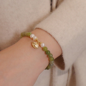 2024 New Chinese Natural <strong>Jade</strong> <strong>White</strong> Agate Pearl Pendant Bracelet Freshness Hand Ornaments Women Wholesale Fashion Bracelets - Product Image 5