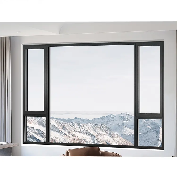 Toldo de ventanas de vidrio, marco blanco de plástico recubierto de UPVC, ventana de toldo doble de vidrio para casa, ventanas colgantes superiores de PVC