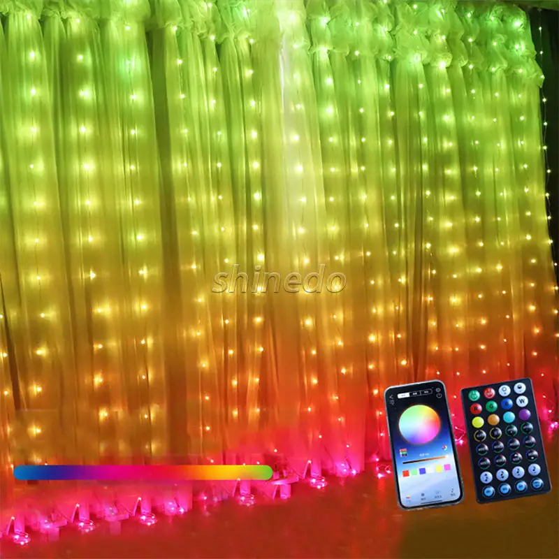 Cortina de luz de color LED Carga USB Aplicación de teléfono inteligente Cortina longitud de luz decorativa se puede personalizar