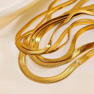Fashion Jewelry Necklaces Minimalist Stainless Steel Snake <strong>Chain</strong> Choker for Women Link Necklaces <strong>18</strong> <strong>K</strong> Gold Plated - Product Image 3
