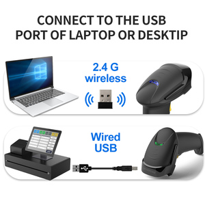 Gtcodestar kho Máy Quét Mã Vạch 2.4GHz không dây USB Đầu đọc mã vạch 1D Máy quét mã QR súng sản phẩm kỹ thuật số - Product Image 4