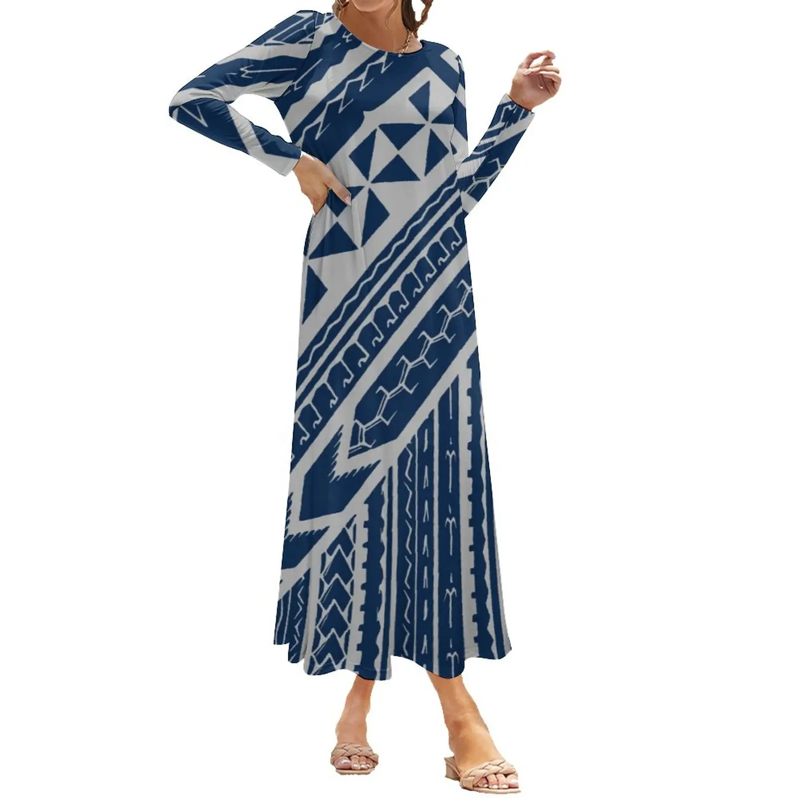 New Polynesian Thiết Kế Bộ Lạc Phụ Nữ Cộng Với Kích Thước Váy Váy Tùy Chỉnh In Chất Lượng Cao Polyester Cotton Stretch Dresses