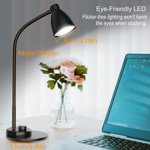 โคมไฟตั้งโต๊ะ LED มีช่องชาร์จ USB,โคมไฟโต๊ะคอห่านปรับแสงได้เต็มที่มี3โหมดสีสามารถหรี่ไฟได้