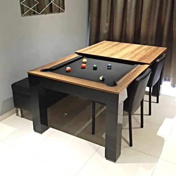 2024 nuevo lanzamiento 3 en 1 mesa de billar convertible de diseño moderno mesa de comedor con tapa de comedor y billar de ping pong