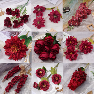 Cawell số lượng lớn thiết kế khác nhau lụa Rose Hydrangea màu hồng tường nền Bảng điều khiển Burgundy hoa nhân tạo lâu dài 3-5 năm - Product Image 2