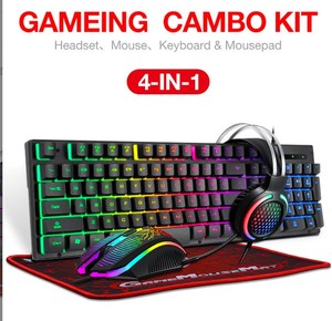 Venta al por mayor 4 en 1 Combo Ordenador y Mobile Pad PC Gamer Set LED Profesional Gaming Keyboard Mouse and Headset Combo - Product Image 4