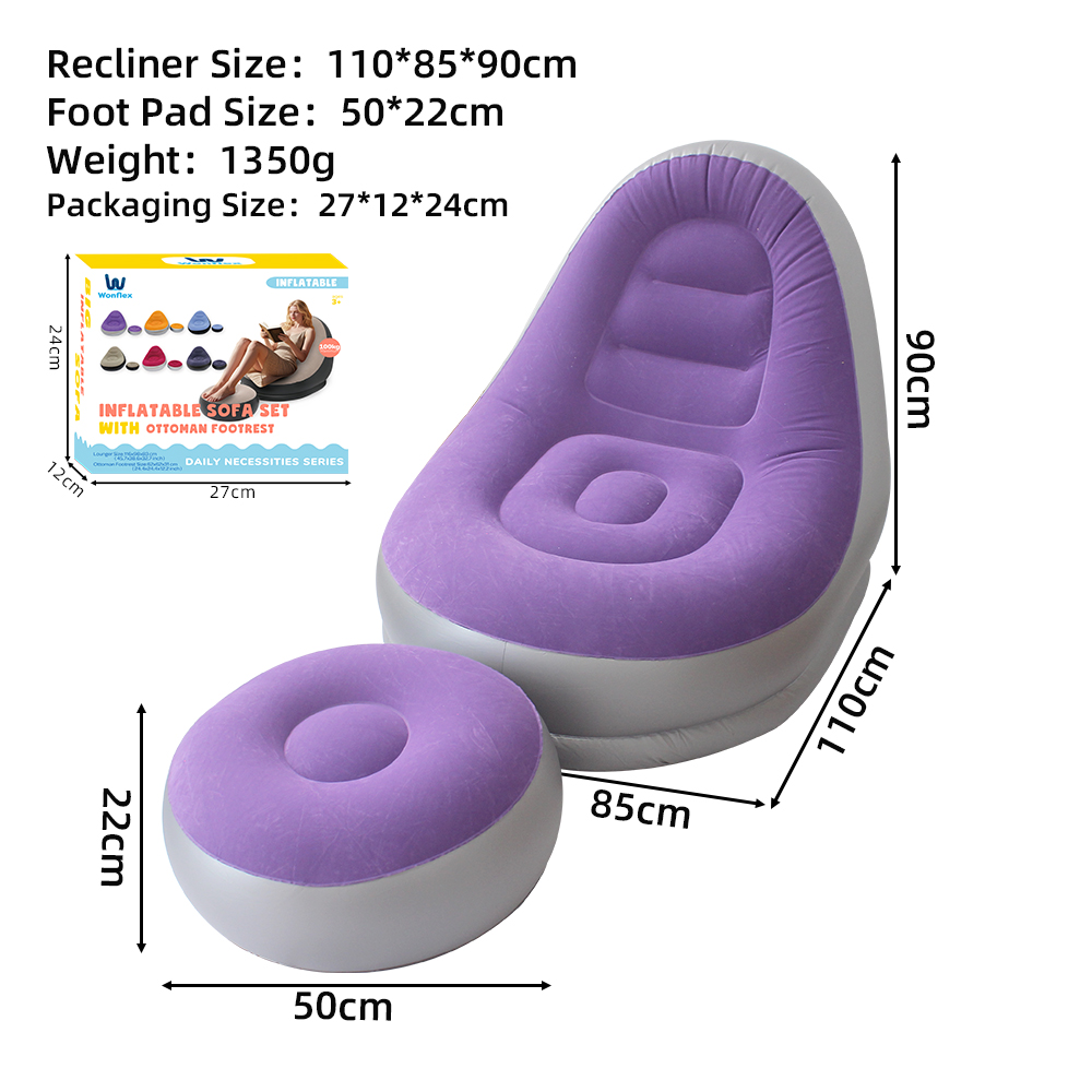 Sofa with stool-purple
