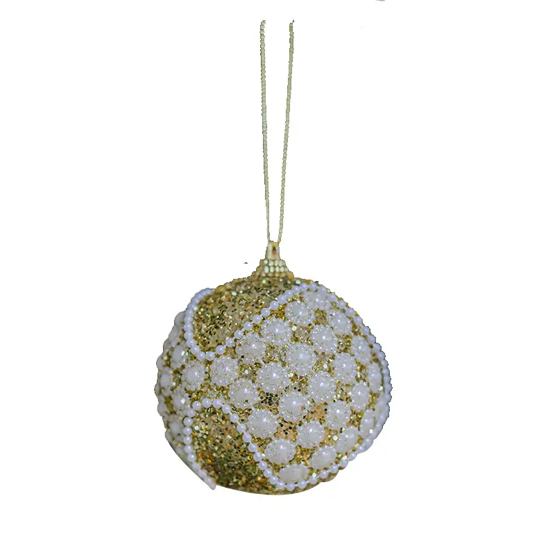 Bola de espuma de perlas navideñas de 8CM, decoración de centro comercial de colores de espuma de poliestireno, 3 bolas colgantes para decoraciones festivas
