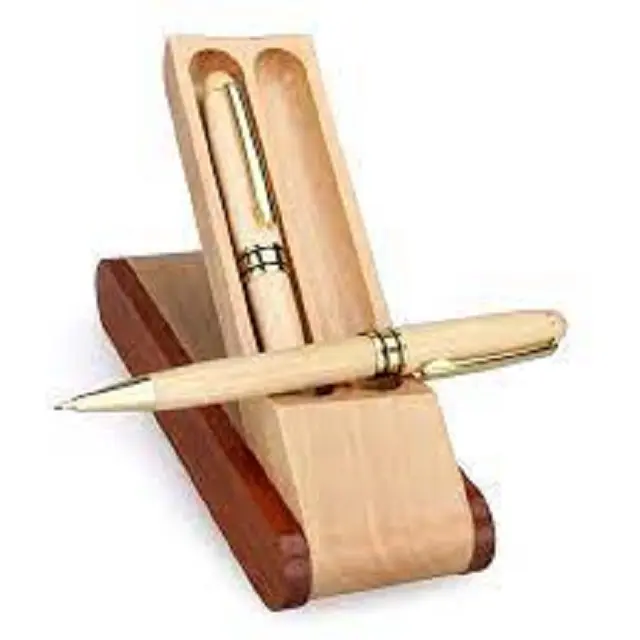 Top sponsor listing Pen Set Wooden 2022 Luxury Bamboo Wood Ballpoint Pen Set Custom Logo Promotional Gifts With