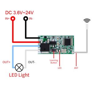 433MHz Universal Wireless DC 3.6 V-24V Fernbedienung schalter 1 CH RF Relais Empfänger LED Licht Controller DIY Kit - Product Image 2
