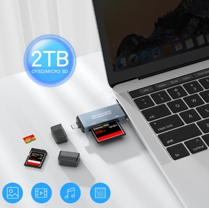 カスタムブランドのCFカードリーダー3-in-1 SDメモリーカードType-CデュアルユースカーUSBカードリーダー、ドロップシッピングフルフィルメント付き