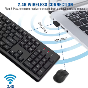 Factory Priced 104-Key Full-Size Wireless <strong>Keyboard</strong> with 2.4GHz USB Optical Wireless <strong>Mouse</strong> New Mechanical Operation for PC Tablet - Product Image 2