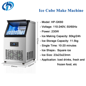 <strong>Ice</strong> Cube Machine Small Stainless Steel 60kg Per Day Commercial <strong>Ice</strong> <strong>Maker</strong> Machine for Home Hotel <strong>Ice</strong> <strong>Block</strong> Making Machine - Product Image 2