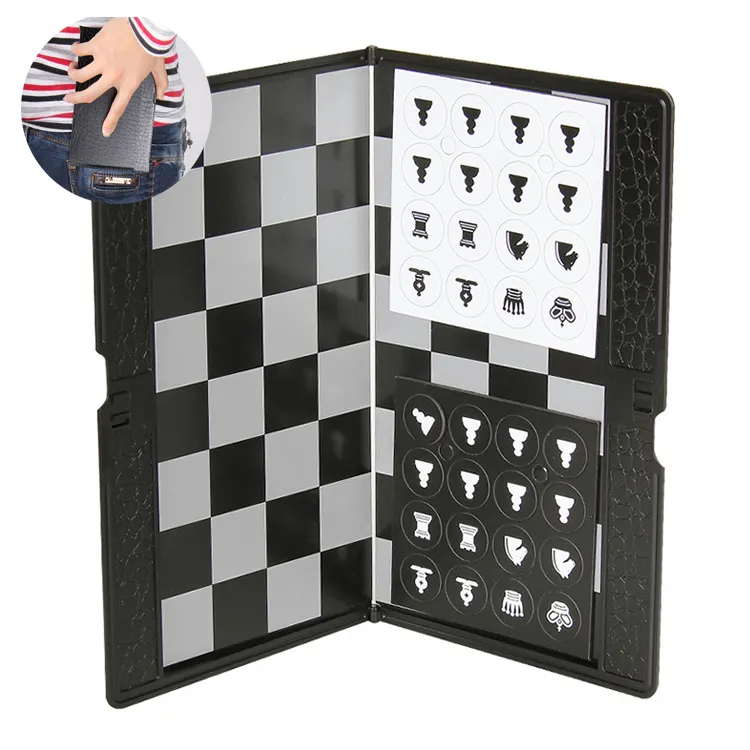 2019 new design imitate leather wallet ultra-thin folding portable magnetic travel pocket chess