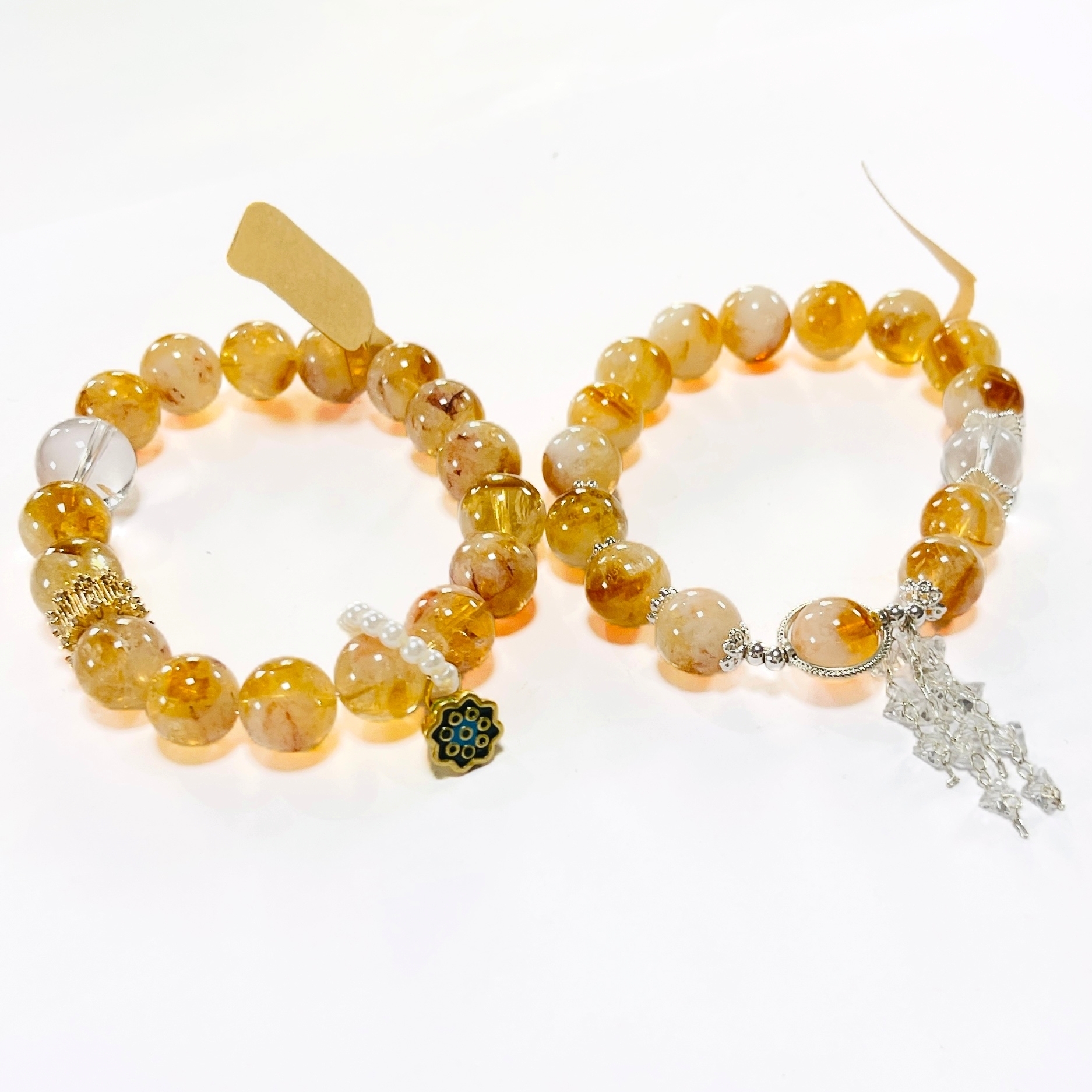 กำไลข้อมือทองหยกหินธรรมชาติลูกปัดทรงกลมของขวัญสำหรับผู้หญิง - Product Image 1