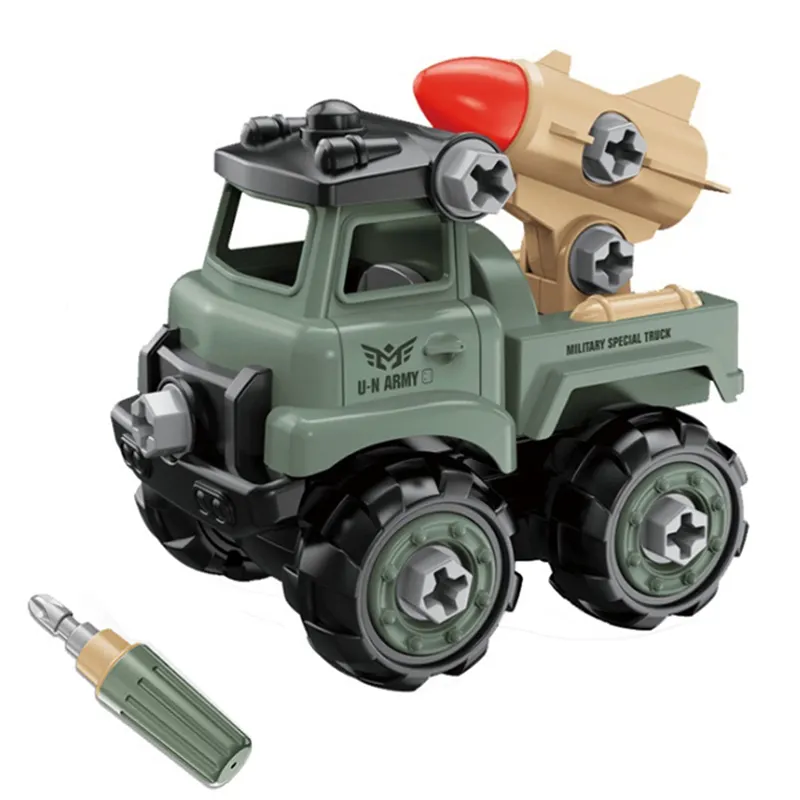 Lernspiel zeug Kinder zerlegen Fahrzeuge Modell Army Truck Rocket DIY Spielzeug für Kinder zusammenbauen