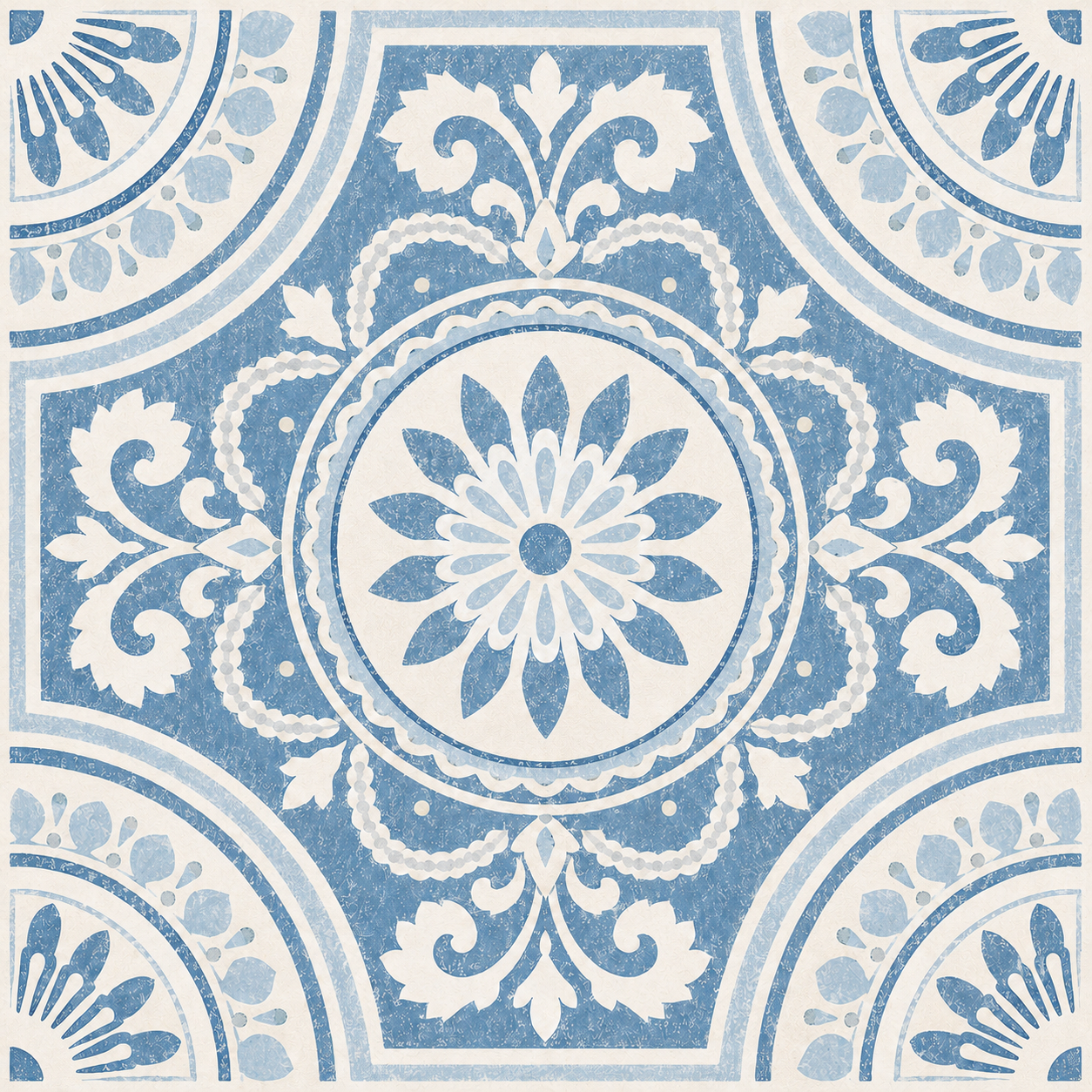 Vintage Dusty Blue Medallion Tile