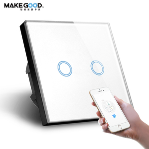 Makegood 2 Gang2WayスマートスイッチEU標準タッチパネルwifiスイッチAlexa & GoogleホームコントロールWifiスマートライトスイッチ - Product Image 1