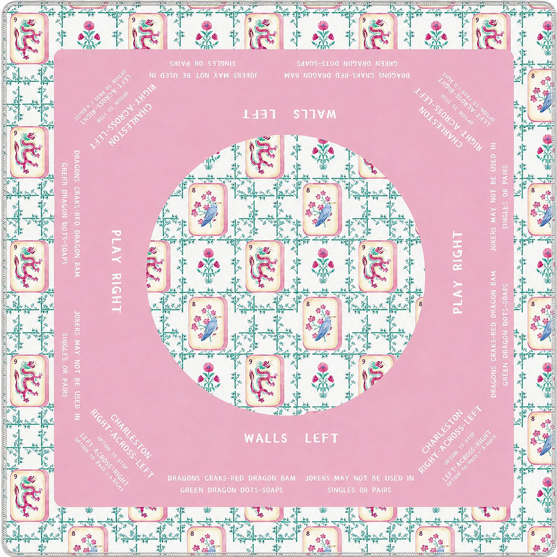 HZ-119-Estera de Mahjong 16 - Azulejo de Dragón y Pájaro