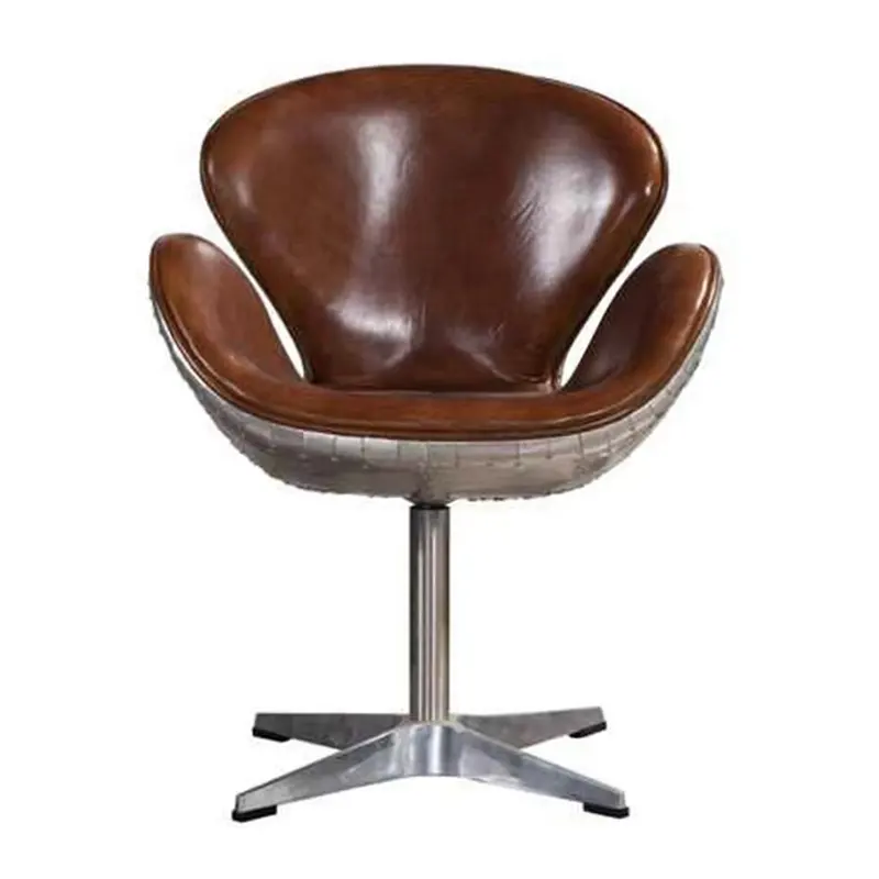 Hete Verkoop Accent Indoor Luchtvaart Wartel Bruin Lederen Aluminium Zwanen Fauteuil Voor Industriële Woonkamer Meubels