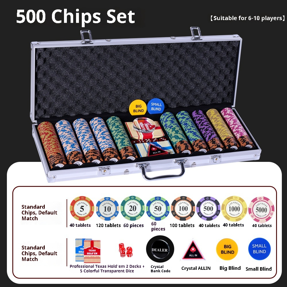 Juego de fichas de póquer Crown de 500 piezas con estuche de aluminio