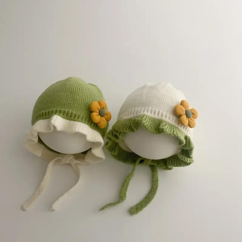 HZM-60717 Lovely Baby Girl Soft knit Hat neonato Beanie Winter Baby cappelli per neonate 0-1 anni