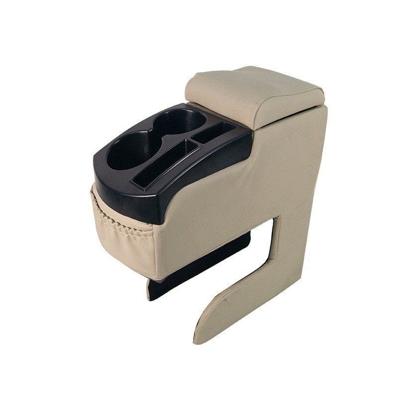 rice white car armrest box-with cup holder