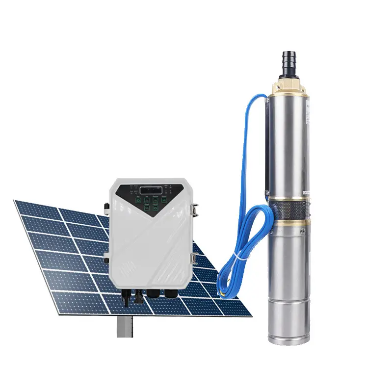 Güneş güneş dalgıç su pompası 5hp için pompa sistemi derin kuyu suyu pompası Panel 24v Dc ile