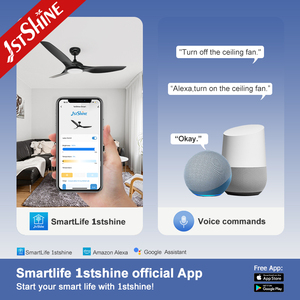 1stshine 52英寸白色黑色发光二极管吊扇3 abs叶片智能dc现代带灯吊扇 - Product Image 6