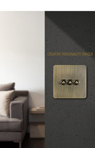 86 home interruttore luce a parete Retro ottone antico telaio in acciaio inox UK13A presa universale europea 1/2/2/3/4 gang
