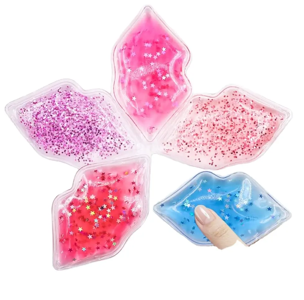 Factory Price Custom Mini Small Gift Glitter Gel Lip Ice Pack Hot Cold Therapy Pack Reusable Cooling Gel Lip Mask