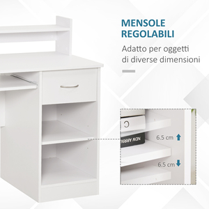 HOMCOM-Escritorio compacto para ordenador, escritorio fijo de madera blanca con bandeja extraíble para teclado y estantes, 104x48x95,5 cm - Product Image 6