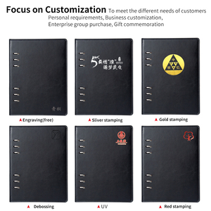 Caderno de couro personalizado com logotipo a4, caderno de folhas soltas barato, a5b5a6 tampa dura de couro pu diário, caderno reciclado