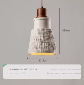 Small Grid Texture Modern 3D Printed Pendant Light Concrete Wooden Top Artistic Design for Home <strong>Cafe</strong> <strong>Decor</strong> Easy Hanging - Product Image 6