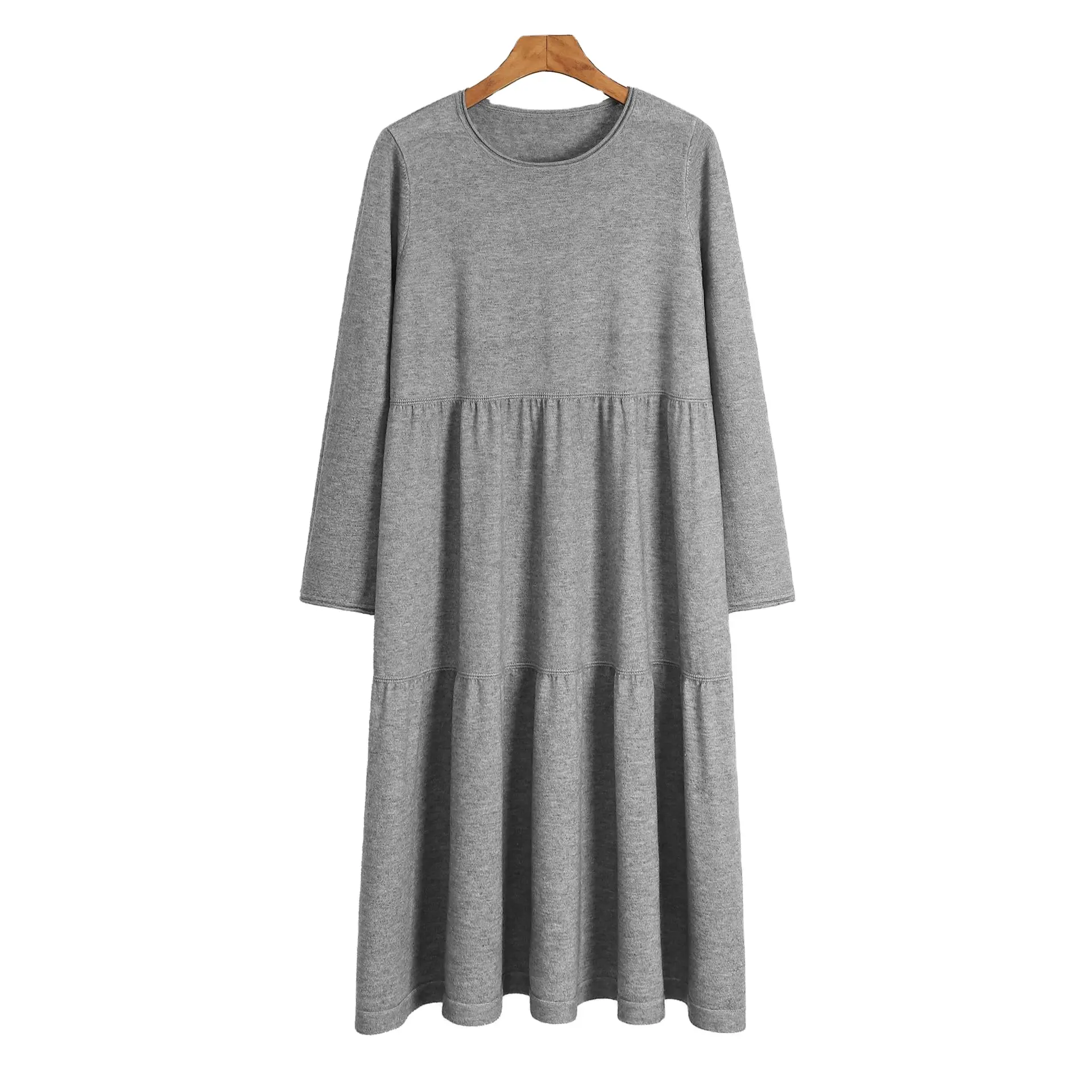 カスタムファクトリーウエスタンファッションジュニア成熟した女性プラスサイズニット暖かいセータードレス