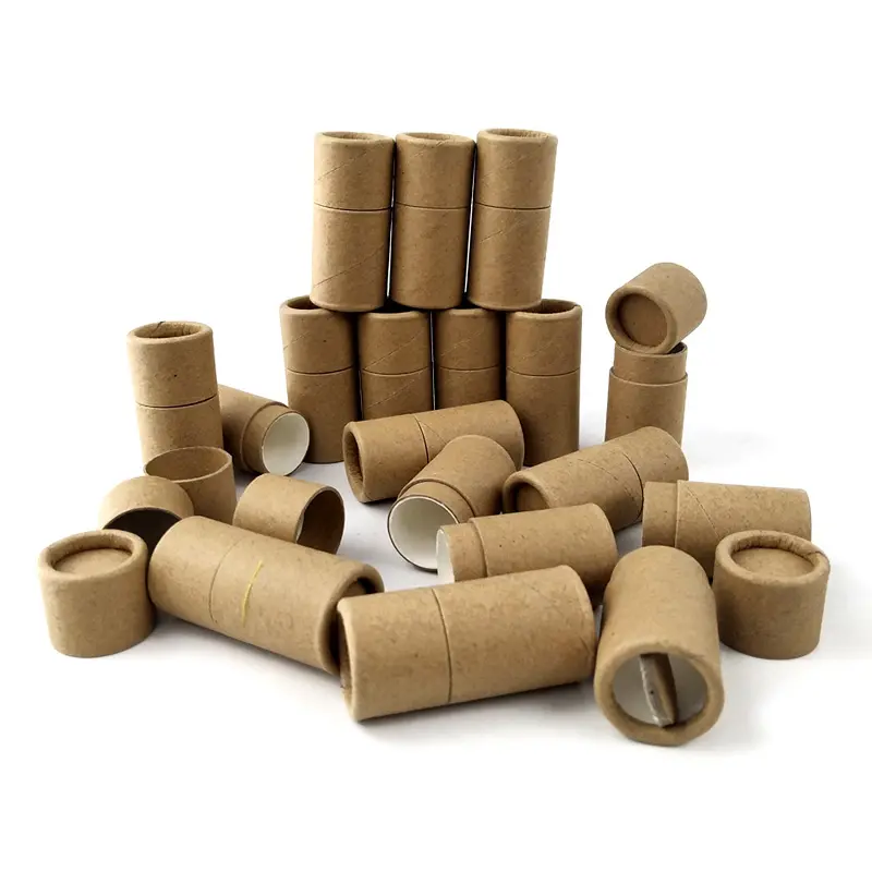 Embalaje de cartón de realce biodegradable 100% 100PCS/CTN Tubo de papel de bálsamo labial marrón Kraft