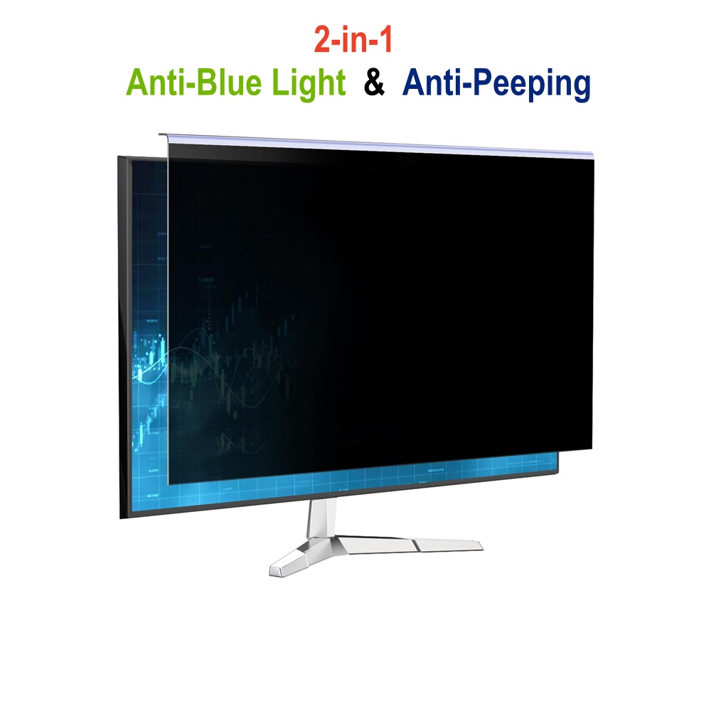 Noir : 2-en-1 : Anti-espion + Anti-lumière bleue