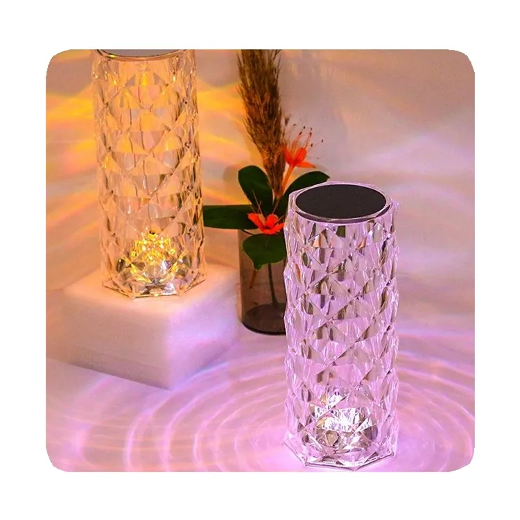 Lâmpadas de mesa com luz rosa, lâmpadas de ambiente em PVC pequeno, copo 70 de mesa, led de cristal, novo controle por atacado com 16 cores, ambiente ideal para uso doméstico