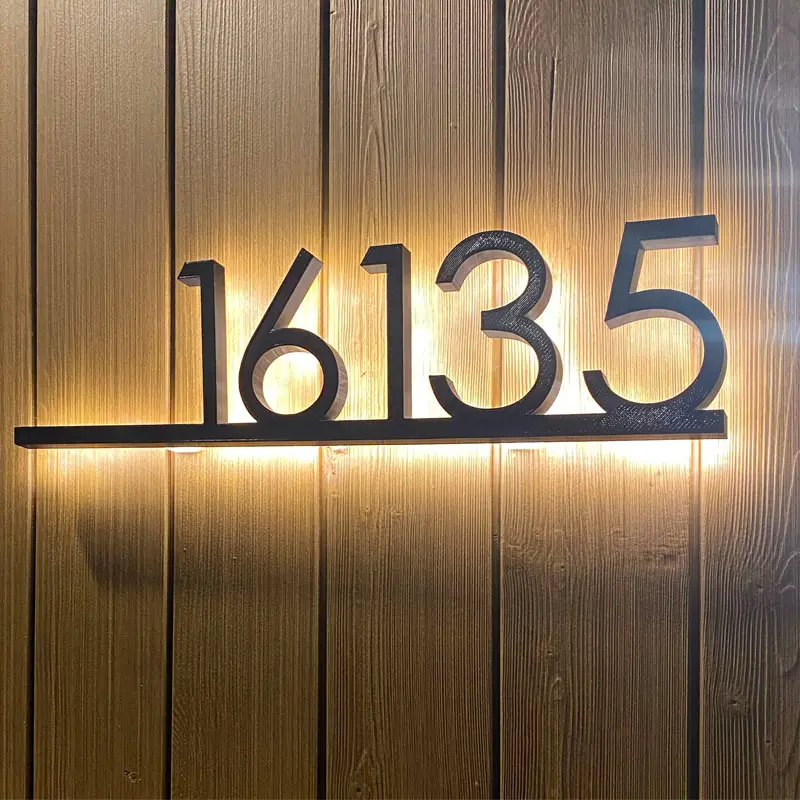 HONGSEN kustom 3D baja nirkarat angka huruf tanda rumah lampu latar nomor tanda Led untuk hotel