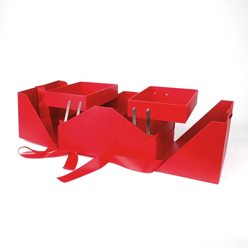 Scatole regalo pieghevoli moderne di Design personalizzato che confezionano scatole di gioielli da sposa pieghevoli di san valentino con corde di seta