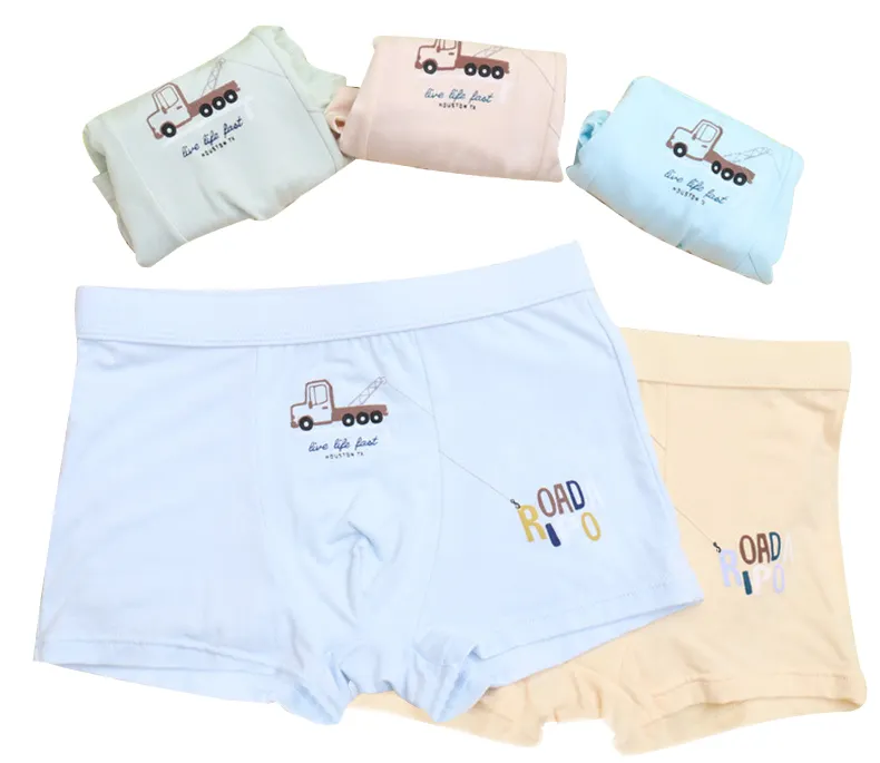 Cueca boxer infantil de algodão puro para meninos, fabricante chinês