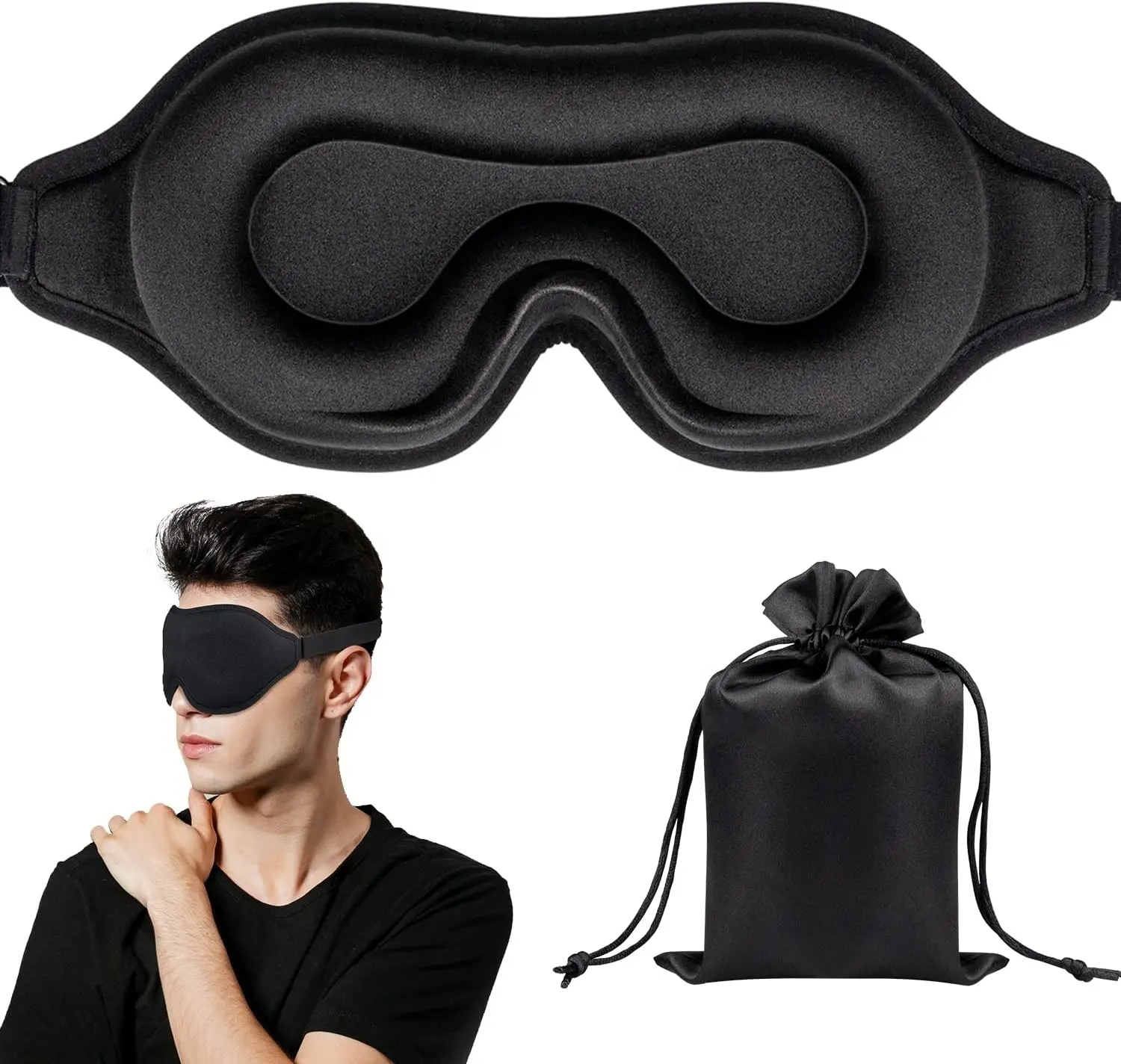 Maschera per gli occhi di vendita calda per dormire maschera per gli occhi oscurante 3d ponderata per uomo donna