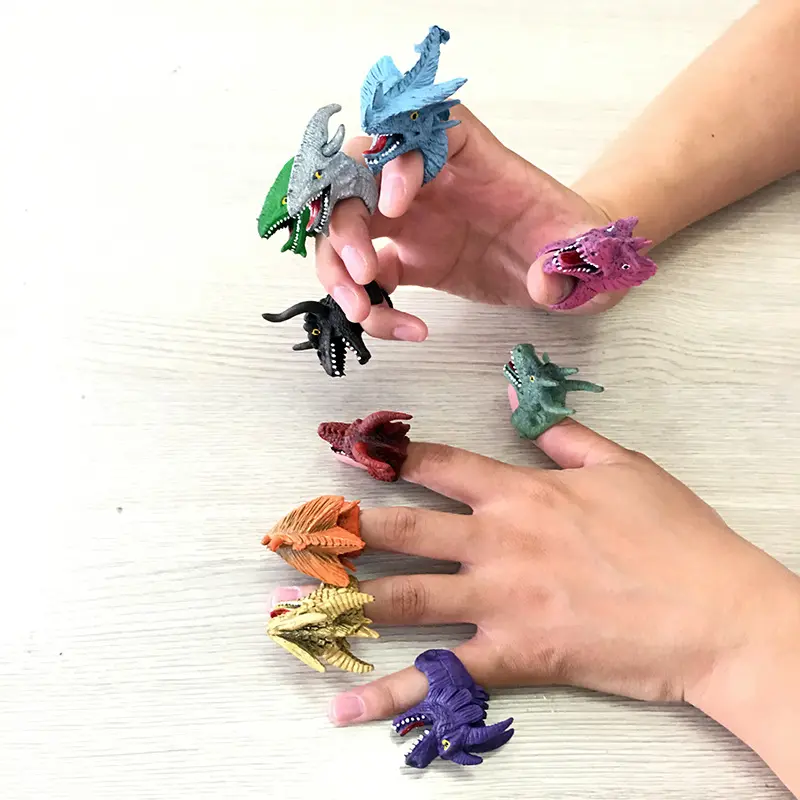 Sıcak satış yapay hayvan dinozor yüzük TPR parmak bebek öğrenci komik el bebek parmak kapak çocuklar için oyuncak