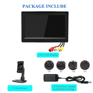 适配器110V 220V输入汽车5英寸显示器高清800x480闭路电视显示屏5英寸液晶显示器AV RCA输入PAL NTSC后视镜主页 - Product Image 5