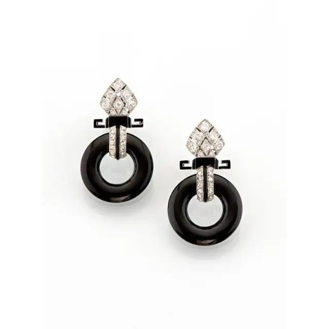 Elegante Design donna gioielli moda ciambella Earing onice nero pietre rotonde dichiarazione orecchini a bottone per uso di abbigliamento da festa